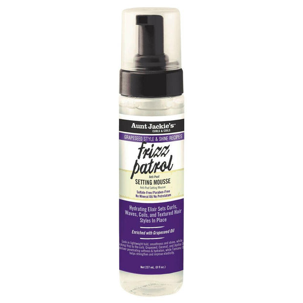 Aunt Jackie's Frizz Patrol Anti Poof Twist and Curl Setting Mousse 8oz